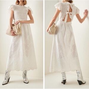 Sea New York White Eyelet Midi Dress
